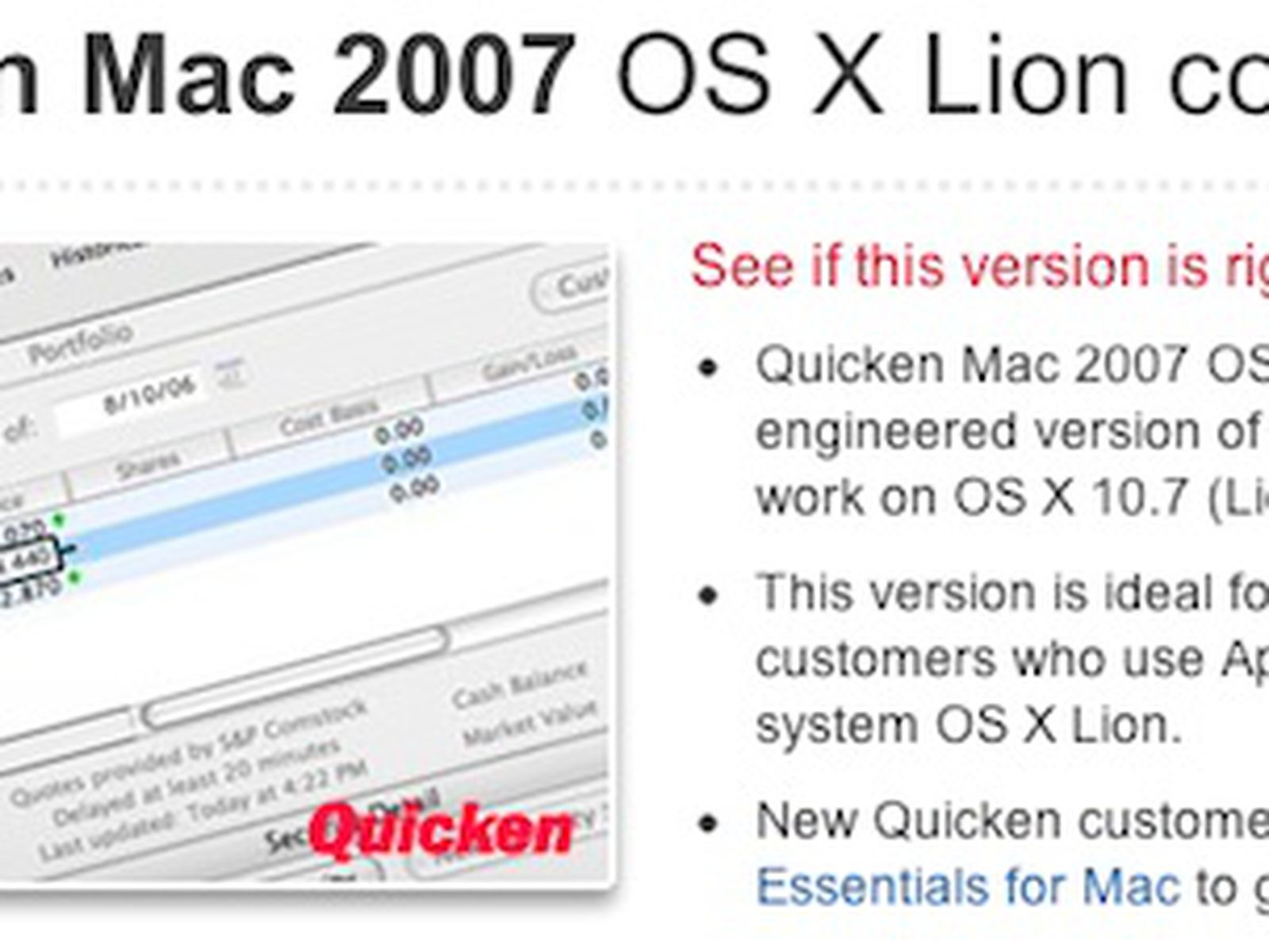 Quicken 2007 Mac Update Download
